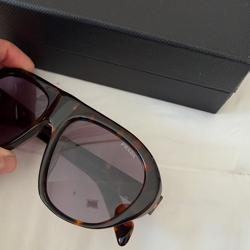 NEW / PRADA C05S Thick Aviator Sunglasses / Havana Shield - Picture 3 of 7